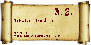Mikula Elemér névjegykártya