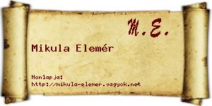 Mikula Elemér névjegykártya